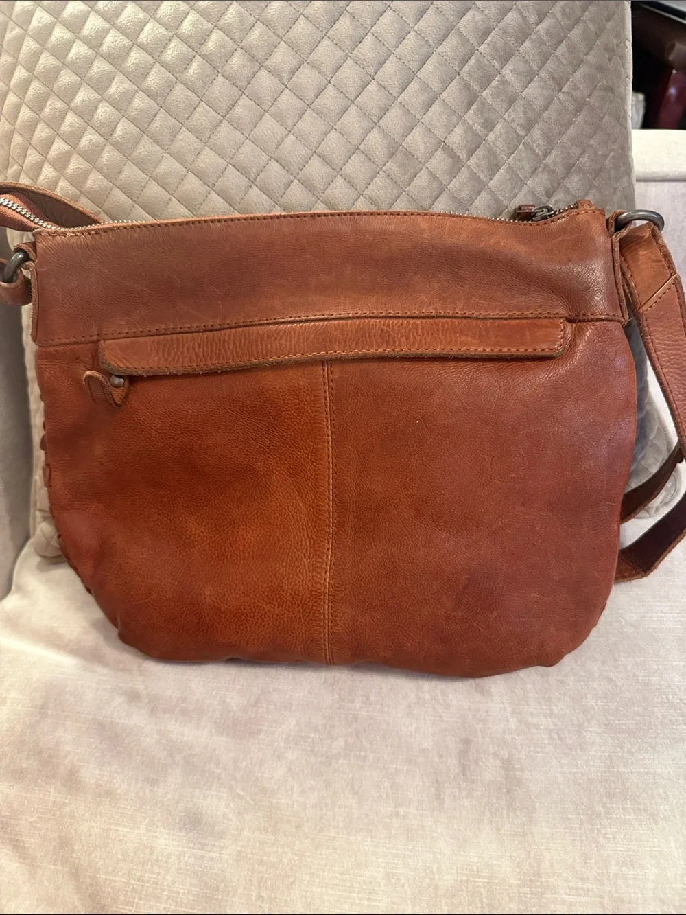 Woven Leather Shoulder Bag in Brown